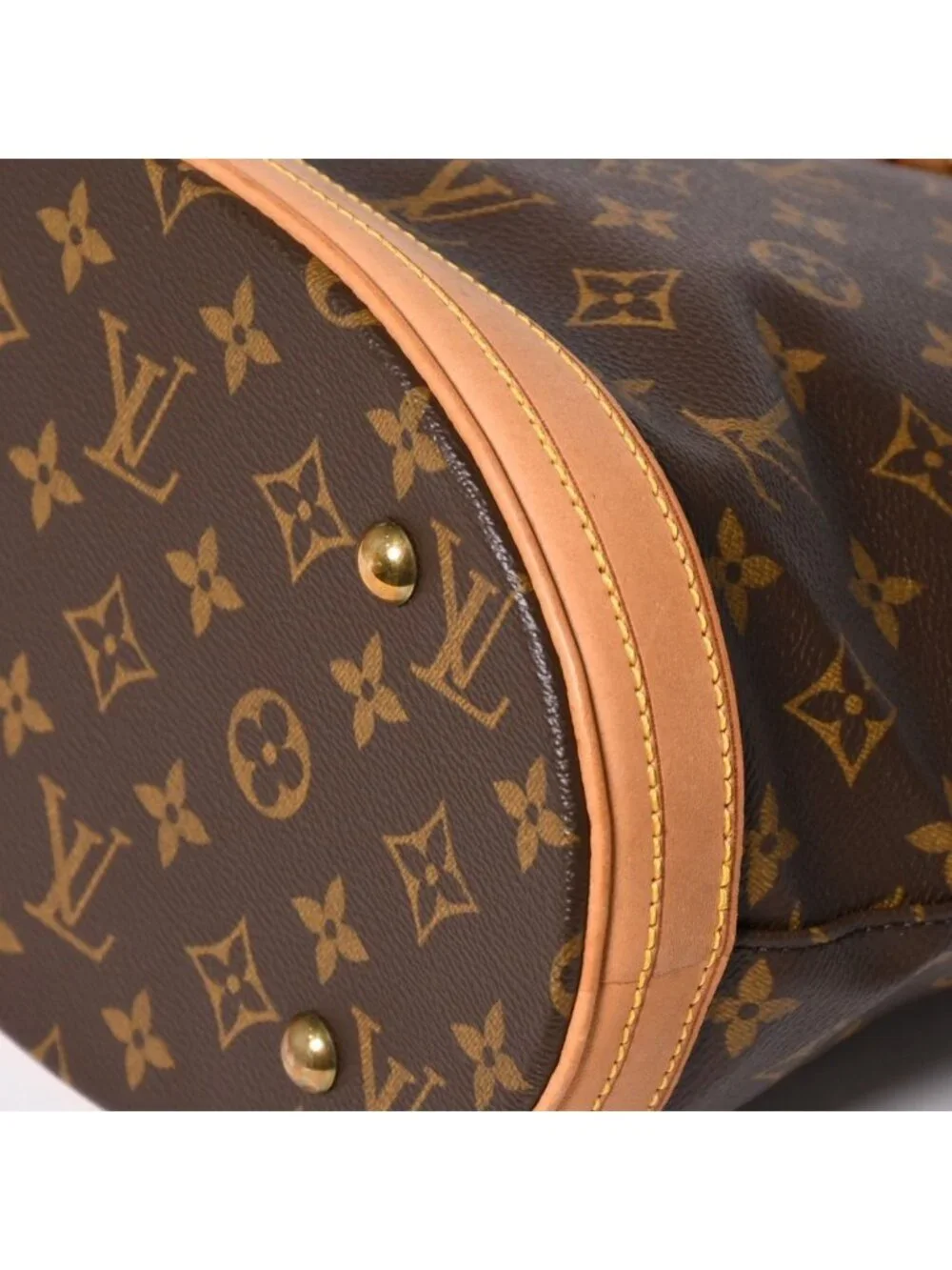 Louis Vuitton Bucket PM Handbag Monogram Brown Leather Gold